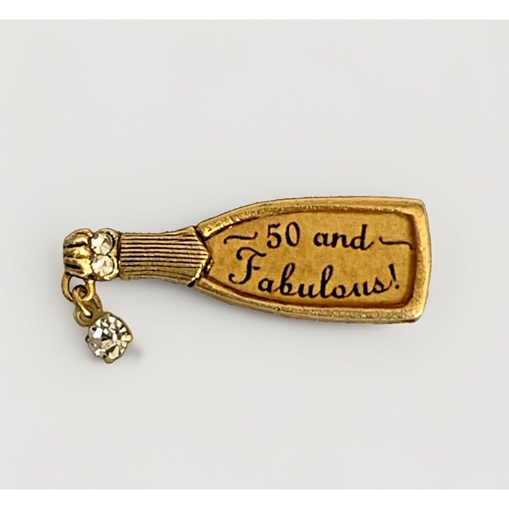 Vintage Maximal Art 50 and Fabulous Champagne Bottle Rhinestone Dangle Brooch